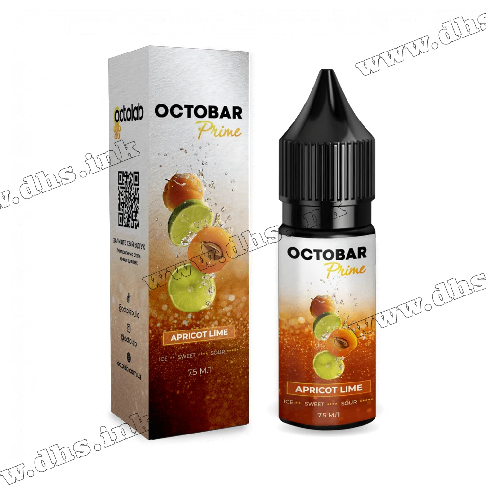 Набір для самозамісу Octobar Prime Salt 15 мл (50 мг) - Apricot Lime (Абрикос, Лайм)